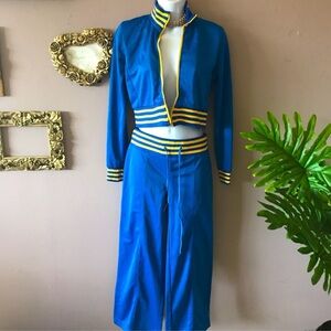 Two Piece Blue & Yellow Sweatsuit Set